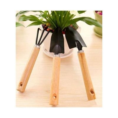 3-Piece Plant Care Gardening Tool Set Black/Beige - Image 2
