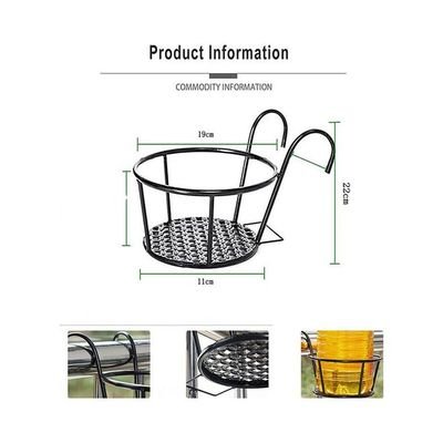 2-Piece Hanging Railing Planter Basket Black - Image 3
