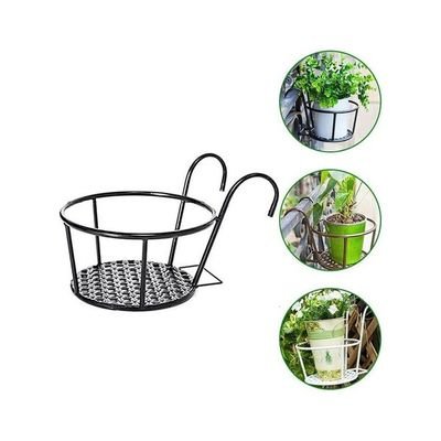 2-Piece Hanging Railing Planter Basket Black - Image 4
