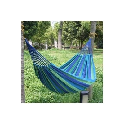 Single Thick Canvas Hammock Blue/Green - Image 2