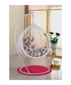 Alternative view of Outdoor Wicker Hammock with Cushion Patio Wicker Rattan Weaving Garden Rattan Hanging Swing Chair (White)