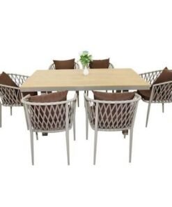 Outstanding Aluminum Frame WPC 6-Seater Dining Set with Cushions