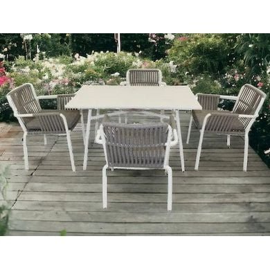 Classic Aluminum Frame WPC 4 Seater Dining Table Set for Outdoor Furniture - Image 2