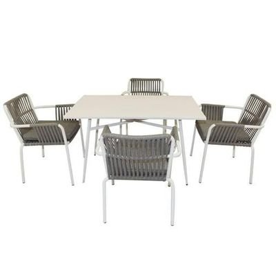 Classic Aluminum Frame WPC 4 Seater Dining Table Set for Outdoor Furniture