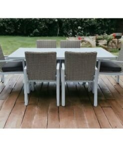Alternative view of Calamus Aluminum Frame WPC 6-Seater Dining Set with Cushions Elegant Outdoor Patio Furniture for Garden ( Grey & White )
