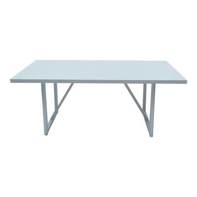 Calamus Aluminum Frame WPC 6-Seater Dining Set with Cushions Elegant Outdoor Patio Furniture for Garden ( Grey & White ) - Image 4