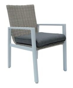 Calamus Aluminum Frame WPC 6-Seater Dining Set with Cushions Elegant Outdoor Patio Furniture for Garden ( Grey & White )