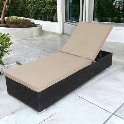 Rattan Sun Lounger with Heat Resistance Cushion for Garden and Pool Outdoor Relaxation Furniture - Image 2