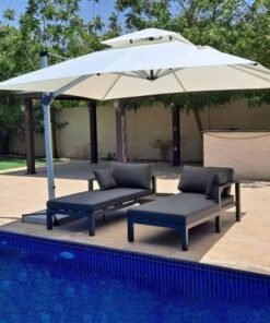 Alternative view of Sunshade Aluminium Garden Umbrella with Rotating Handle Stylish Outdoor Patio Decor and UV-Resistant Canopy