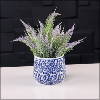 Yata Blue Color Printed Ceramic Vases | Home Decor Vases for Flower Arrangements | Decorative Showcase Vases (Blue) - Image 3