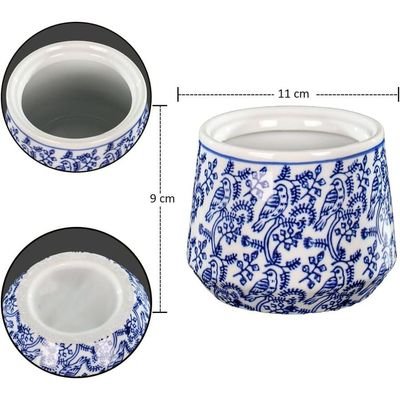 Yata Blue Color Printed Ceramic Vases | Home Decor Vases for Flower Arrangements | Decorative Showcase Vases (Blue) - Image 4