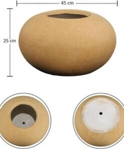 Brown Round Concrete Vase for indoor and Outdor Uses | Round Shape Modern Vases | Flowers or Succulant Pots (Brown 1)