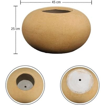 Brown Round Concrete Vase for indoor and Outdor Uses | Round Shape Modern Vases | Flowers or Succulant Pots (Brown 1)