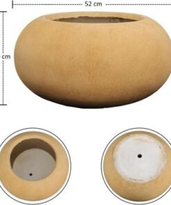 Brown Round Concrete Vase for indoor and Outdor Uses | Round Shape Modern Vases | Flowers or Succulant Pots (Brown)