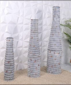 Alternative view of Metal Vases Set of 3 for Flower Arrangements | Indoor and Outdoor Decoration Metal Vases | Vintage Look Vases