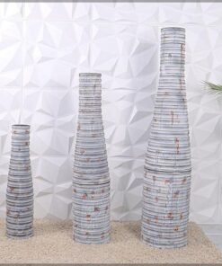 Metal Vases Set of 3 for Flower Arrangements | Indoor and Outdoor Decoration Metal Vases | Vintage Look Vases