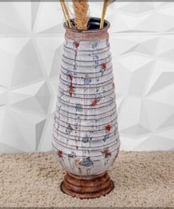 Vintage Design Metal Vase | White Colored Traditional Vases for Flower Arrangements and Showcase Decorations (white medium)