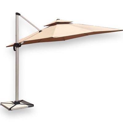 Sunshade Aluminium Garden Umbrella with Rotating Handle Stylish Outdoor Patio Decor and UV-Resistant Canopy Beige 3 x 4 Meter - Image 3