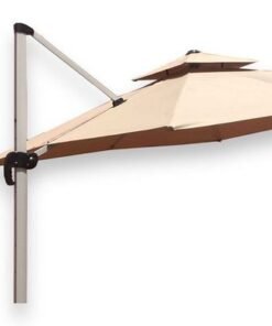 Sunshade Aluminium Garden Umbrella with Rotating Handle Stylish Outdoor Patio Decor and UV-Resistant Canopy Beige 3 x 4 Meter