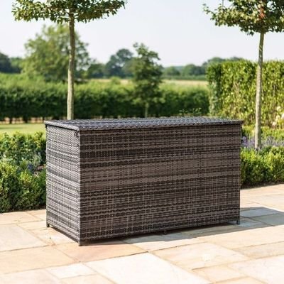 Polyethylene Rattan Garden Storage Box Weather and Water Resistant Patio Outdoor Storage Chest Store Blanket Cushion Pillow Toy Poly ( Dark Grey ) - Image 2