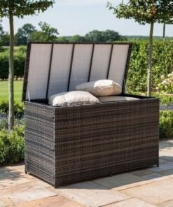 Polyethylene Rattan Garden Storage Box Weather and Water Resistant Patio Outdoor Storage Chest Store Blanket Cushion Pillow Toy Poly ( Dark Grey ) - Image 3