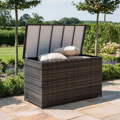 Polyethylene Rattan Garden Storage Box Weather and Water Resistant Patio Outdoor Storage Chest Store Blanket Cushion Pillow Toy Poly ( Dark Grey ) - Image 3