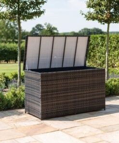 Polyethylene Rattan Garden Storage Box Weather and Water Resistant Patio Outdoor Storage Chest Store Blanket Cushion Pillow Toy Poly ( Dark Grey ) - Image 4