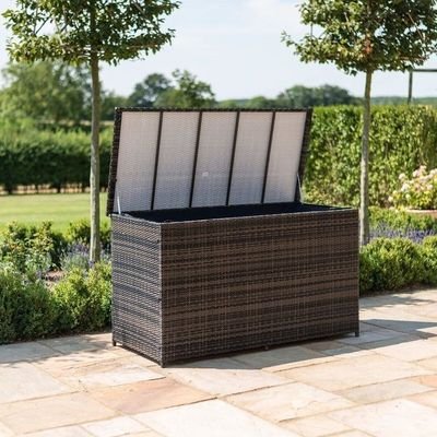 Polyethylene Rattan Garden Storage Box Weather and Water Resistant Patio Outdoor Storage Chest Store Blanket Cushion Pillow Toy Poly ( Dark Grey ) - Image 4