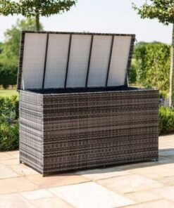 Polyethylene Rattan Garden Storage Box Weather and Water Resistant Patio Outdoor Storage Chest Store Blanket Cushion Pillow Toy Poly ( Dark Grey ) - Image 5