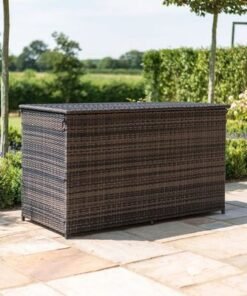 Polyethylene Rattan Garden Storage Box Weather and Water Resistant Patio Outdoor Storage Chest Store Blanket Cushion Pillow Toy Poly ( Dark Grey )