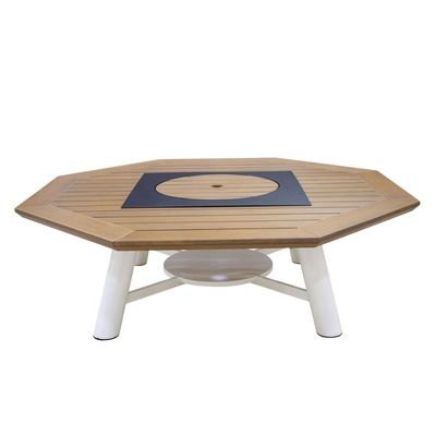 Octagon Natural Teak / Off White Fire Pit Table - Image 2