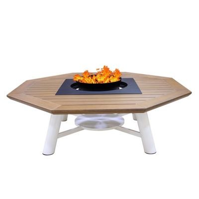 Octagon Natural Teak / Off White Fire Pit Table - Image 3