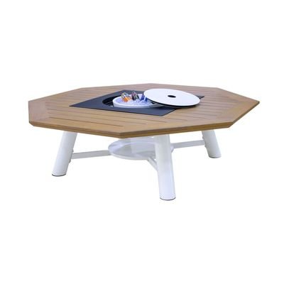 Octagon Natural Teak / Off White Fire Pit Table - Image 4