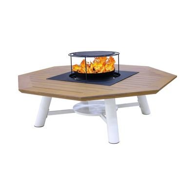Octagon Natural Teak / Off White Fire Pit Table - Image 5