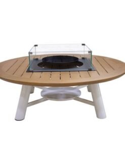 Round Natual Teak /Off White Fire Pit Table