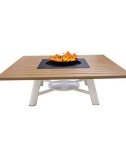 Alternative view of Square Natural Teak /Off White Fire Pit Table