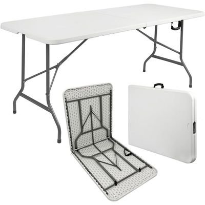 Folding Table 6ft Plastic Tables for Parties Portable w/Handle, Fold-in-Half Utility Foldable Table, 6' Dining Table Heavy Duty - Image 2