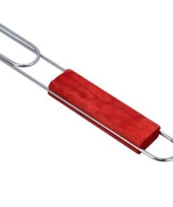 Royalford Barbeque Grill Chromium Plated Iron RF10376 - Wooden Handle, Folding Portable BBQ Grill Basket for Fish Vegetables Shrimp, Larger Grilling Area