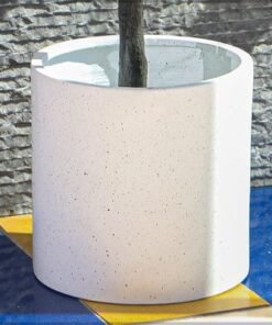 Alternative view of Concrete Planter Pot, Minimalist Round Plant Pot with Smooth Matte Finish & Drainage Hole, Lightweight & Weather-Resistant Resin Pot for Plant, Flower Pot for Home Event & Commercial Use (L)