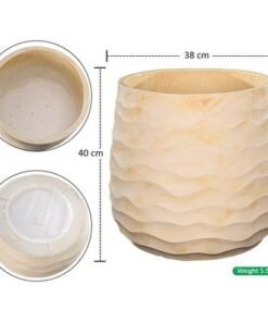 Planter Pot, Ripple Design Concrete Plant Pot with Drainage Hole, Decorative Indoor & Outdoor Flower Pot for Plants & Trees, Lightweight & Weather-Resistant Garden Pot for Home Office (Large)