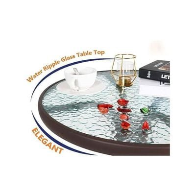 Harmony Home Stylish Round Patio Table, 60x60x70 cm – Brown Tempered Glass Top with Durable Metal Frame, Ideal for Outdoor & Indoor Use