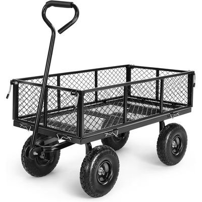 Egardenkart Garden Utility Cart, 360kg Load Capacity, Mesh Basket, Foldable, Steel, Rotatable Handle, Quick Assembly (Black) - Image 2