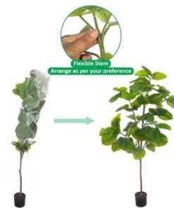 Artificial Fiddle Leaf Fig Tree, Realistic Green Leaves Fake Plants with Pot & Flexible Branches for Custom Arrangement, Long-Lasting & Maintenance-Free Faux Plant for Home Office Decor (190cm) - Image 5