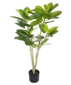 Alternative view of Artificial Ficus Altissima Plant, Rubber Plant with Realistic Green Leaves, Faux Plant with Adjustable Stem & Pot, Maintenance-Free & Long-Lasting Fake Plant for Home Office Event Decor (120cm)