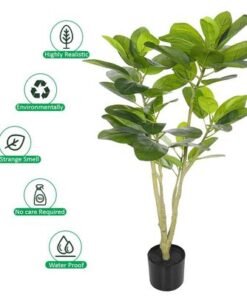 Artificial Ficus Altissima Plant, Rubber Plant with Realistic Green Leaves, Faux Plant with Adjustable Stem & Pot, Maintenance-Free & Long-Lasting Fake Plant for Home Office Event Decor (120cm)
