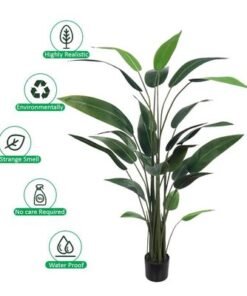 Bird of Paradise Artificial Plants with Pots, Realistic Faux Plants with Flexible Stem & Green Leaves, Maintenance-Free & No Watering Fake Plants for Home, Office, Event, Commercial Use (150cm) - Image 5