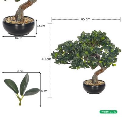 Artificial Bonsai Tree, Lifelike Faux Plants with Round Green Leaves & Pot, Long Lasting & Maintenance-Free Faux Tree, No Watering & Odorless Fake Plants for Home Office Event Decor (45cm) - Image 4