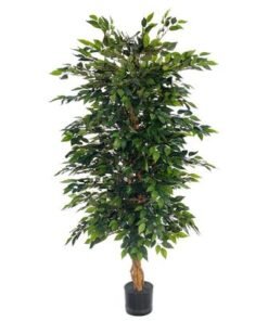 Alternative view of Artificial Ficus Tree, Realistic Green Leaves Fake Plants with Flexible Stems & Pot, UV Resistant, Waterproof & Maintenance-Free Faux Plants, Floor Plant for Home Office Event Decor (150cm)