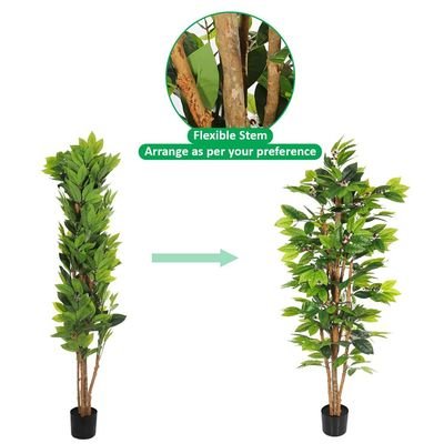 Artificial Coffee Plant, 180cm Schefflera Tree Nearly Natural Faux Plants with Flexible Stem & Pot, Maintenance-Free & Waterproof Green Leaves Fake Plants for Home, Office & Commercial Spaces - Image 5