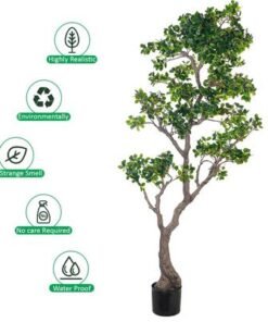 Artificial Bonsai Tree with Exposed Root, Highly Realistic Green Leaves Fake Plants with Durable Base, Maintenance-Free, UV Resistant Faux Plants for Home Office Garden & Commercial Use (170cm) - Image 5